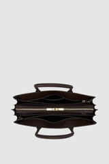 Internal product shot of the Oroton Muse 15" Worker Tote in Dark Chocolate and Saffiano leather exterior for Women .