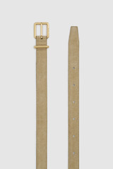 Front product shot of the Oroton Remi 25MM Suede Belt in Caper and Premium textured leather material for Women .