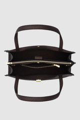 Internal product shot of the Oroton Mille Work Tote in Dark Chocolate and Premium pebble leather for Women .