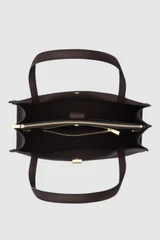Internal product shot of the Oroton Mille Work Tote in Dark Chocolate and Premium pebble leather for Women .