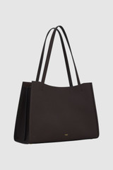 Back product shot of the Oroton Mille Work Tote in Dark Chocolate and Premium pebble leather for Women .