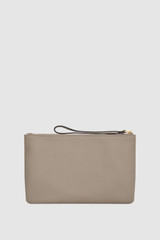 Back product shot of the Oroton Eve Medium Pouch in Oyster and Premium pebble leather for Women .