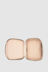 Internal product shot of the Oroton Eve Large Top Handle Beauty Case in Oyster and Pebble leather for Women .