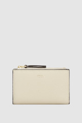 Front product shot of the Oroton Eve 12 Credit Card Zip Wallet in Warm Cream and Premium pebble leather for Women .