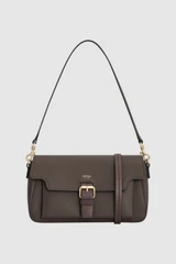 Front product shot of the Oroton Dylan Day Bag in Coffee Bean and Premium pebble leather for Women .