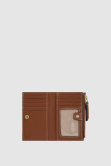 Internal product shot of the Oroton Eve Stripe 12 Credit Card Zip Wallet in Stripe/Cognac and PVC material for Women .
