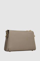 Back product shot of the Oroton Eve Zip Top Crossbody in Oyster and Premium pebble leather for Women .