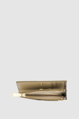 Internal product shot of the Oroton Cecile 10 Credit Card Mini Zip Wallet in Taupe/Black and Premium textured leather for Women .