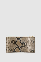 Back product shot of the Oroton Cecile Travel Wallet in Taupe/Black and Premium textured leather for Women .