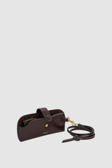 Detail product shot of the Oroton Cecile Texture Sunglass Case in Mulberry and Premium textured leather for Women .