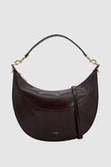 Front product shot of the Oroton Florence Texture Medium Hobo in Mulberry and Premium embossed leather body for Women .