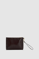 Front product shot of the Oroton Cecile Texture Pouch in Mulberry and Textured leather Outer for Women .