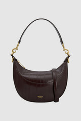 Front product shot of the Oroton Florence Texture Small Shoulder Bag in Mulberry and Premium embossed leather body for Women .