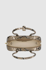 Internal product shot of the Oroton Louisa Texture Shoulder Bag in Taupe/Black and Premium embossed leather for Women .
