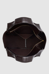Internal product shot of the Oroton Emilia Crackle Large Tote in Dark Chocolate and Premium crackle leather for Women .