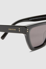 Detail product shot of the Oroton Landry Bio Acetate Sunglasses in Black and Acetate material for Women .