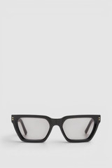 Front product shot of the Oroton Landry Bio Acetate Sunglasses in Black and Handcrafted biodegradable bio-acetate frame for Women .