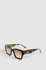 Front product shot of the Oroton Stevie Bio Acetate Square Sunglasses in Signature Tort and Handcrafted biodegradable bio-acetate frame for Women .