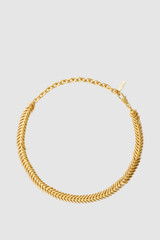 Front product shot of the Oroton Wheat Necklace in Worn Gold and 14k yellow gold-plated brass with Oroton’s signature soft-burnished finish for Women .