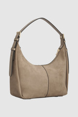 Back product shot of the Oroton Dorit Nubuck Small Hobo in Stone and Premium nubuck leather for Women .