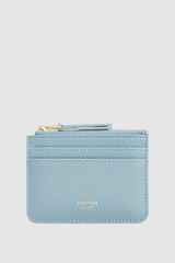 Front product shot of the Oroton Eve 4 Credit Card Pouch & Airtag Keyring Gift Set in Sky Blue and Premium pebble leather for Women .
