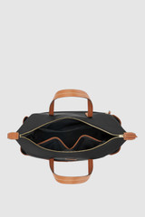 Internal product shot of the Oroton Lilly Nylon Baby Bag in Black/Cognac and Nylon fabric material for Women .