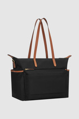 Back product shot of the Oroton Lilly Nylon Baby Bag in Black/Cognac and Nylon fabric material for Women .