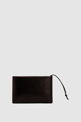 Back product shot of the Oroton Marais Crackle Wristlet Pouch in Dark Chocolate and Premium smooth leather for Women .