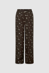 Front product shot of the Oroton Mini Daisy Pyjama Pant in Milk Chocolate and 100% silk twill fabric for Women .