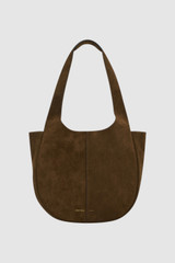 Front product shot of the Oroton Emilia Suede Tote in Husk Brown and Premium cow suede leather for Women .