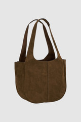 Back product shot of the Oroton Emilia Suede Tote in Husk Brown and Premium cow suede leather for Women .