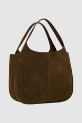 Back product shot of the Oroton Emilia Suede Large Tote in Husk Brown and Premium cow suede leather for Women .