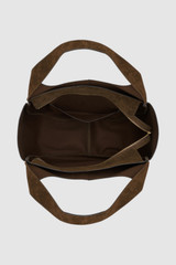 Internal product shot of the Oroton Emilia Suede Large Tote in Husk Brown and Premium cow suede leather for Women .