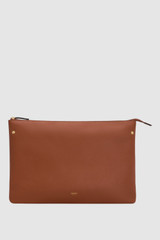 Detail product shot of the Oroton Anika 15" Tote & Cover in Coffee Bean and Premium pebble leather for Women .