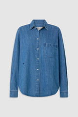 Front product shot of the Oroton Denim Shirt in Denim and 100% cotton fabric for Women .