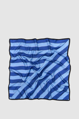 Front product shot of the Oroton Slub Silk Stripe Scarf in Azure Blue and 100% silk twill fabric for Women .