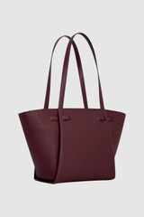 Back product shot of the Oroton Juliette Large Tote in Burgundy and Premium pebble leather for Women .