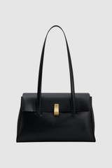 Front product shot of the Oroton Etta Work Bag in Black and Premium epi leather for Women .