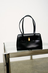 Detail product shot of the Oroton Etta Work Bag in Black and Premium epi leather for Women .