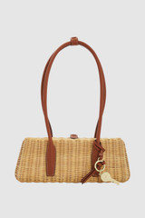 Front product shot of the Oroton Louisa Wicker Bag in Natural/Cognac and Premium smooth cow leather for Women .