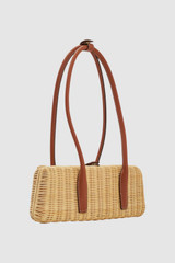 Back product shot of the Oroton Louisa Wicker Bag in Natural/Cognac and Premium smooth cow leather for Women .