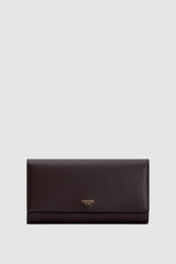 Front product shot of the Oroton Grace Large ID Wallet in Burnt Umber and Premium saffiano leather for Women .