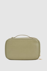 Back product shot of the Oroton Marais Crackle Large Beauty Case in Pistachio and Premium tumbled leather for Women .