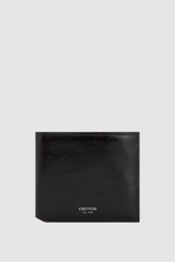 Front product shot of the Oroton Jordan Crackle Bifold Wallet in Dark Chocolate and Premium crackle leather for Men .