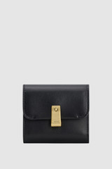 Front product shot of the Oroton Etta Bifold Wallet in Black and Premium epi split leather for Women .