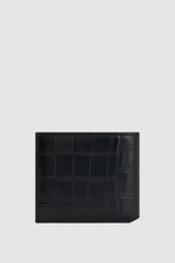 Back product shot of the Oroton Jordan Texture Bifold Wallet in Black and Premium textured leather for Men .