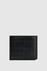 Back product shot of the Oroton Jordan Texture Bifold Wallet in Black and Premium textured leather for Men .