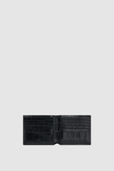 Internal product shot of the Oroton Jordan Texture Bifold Wallet in Black and Premium textured leather for Men .