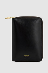 Front product shot of the Oroton Marais Crackle Passport Wallet in Dark Chocolate and Premium smooth leather for Women .