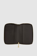 Internal product shot of the Oroton Marais Crackle Passport Wallet in Dark Chocolate and Premium smooth leather for Women .